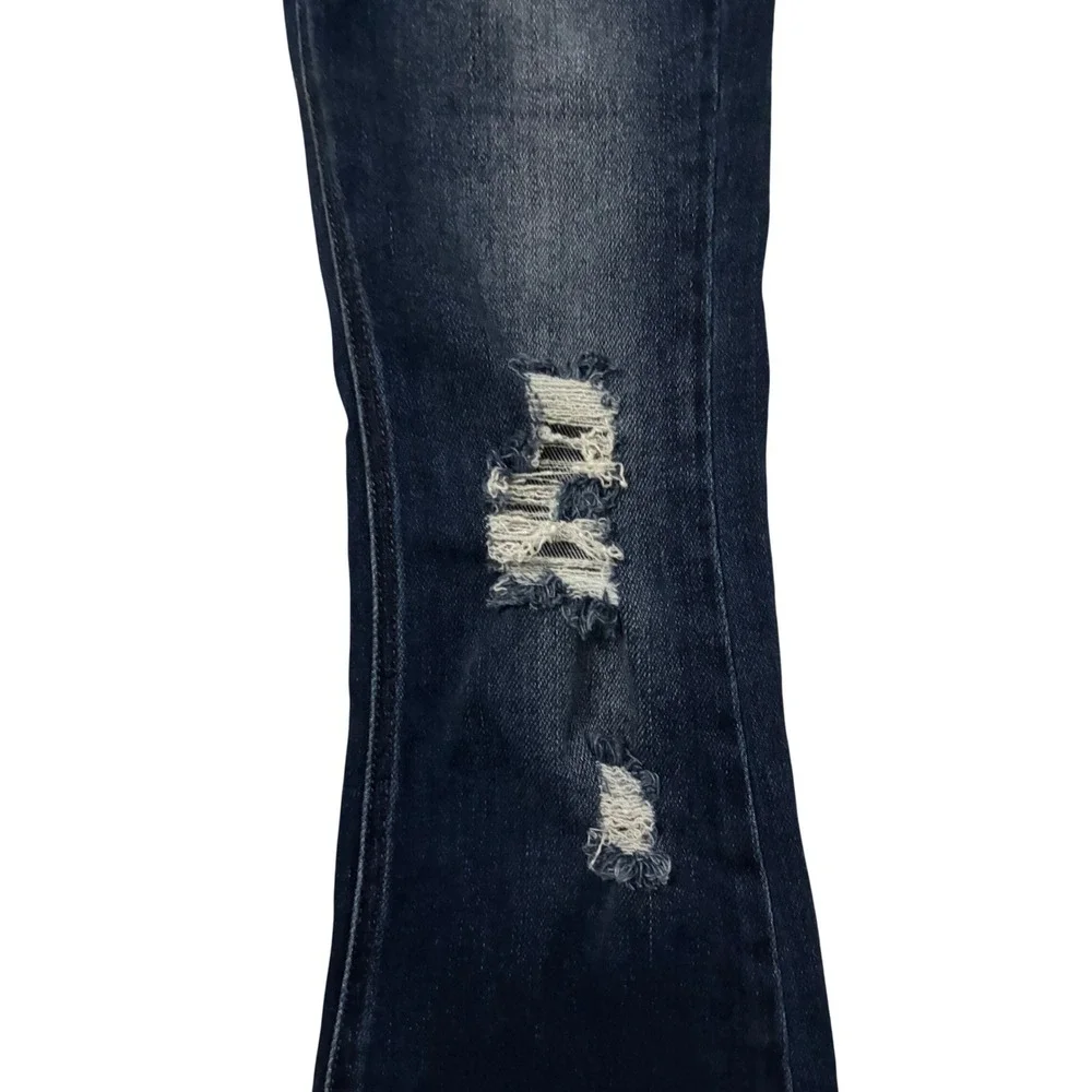 KanCan Jeans Girls Size 12 Mid Rise Flare Dark Wash Distressed Button Fly VBK147